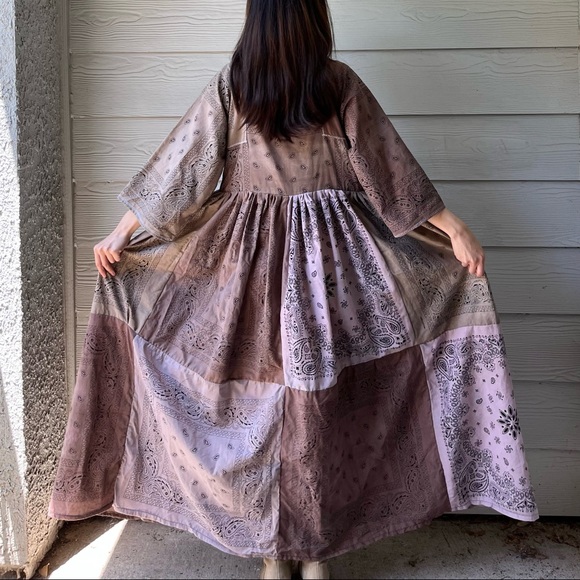 Handmade Bandana Dress SKU 02858 Muddy Earthy Maxi - Picture 2 of 16